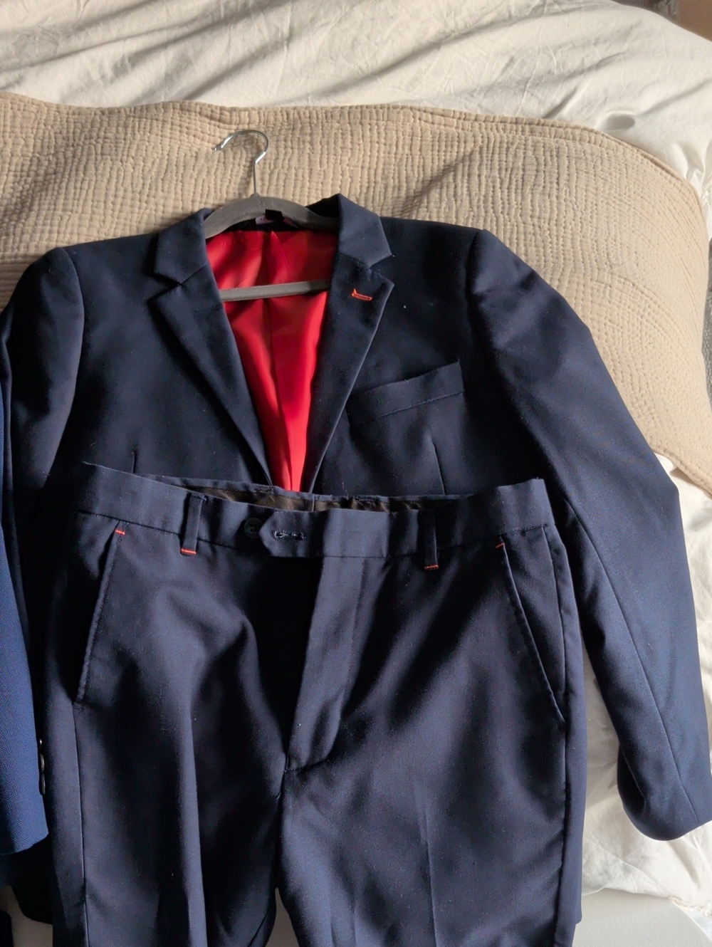 Teen's Navy Two-Piece Suit with Red Lining